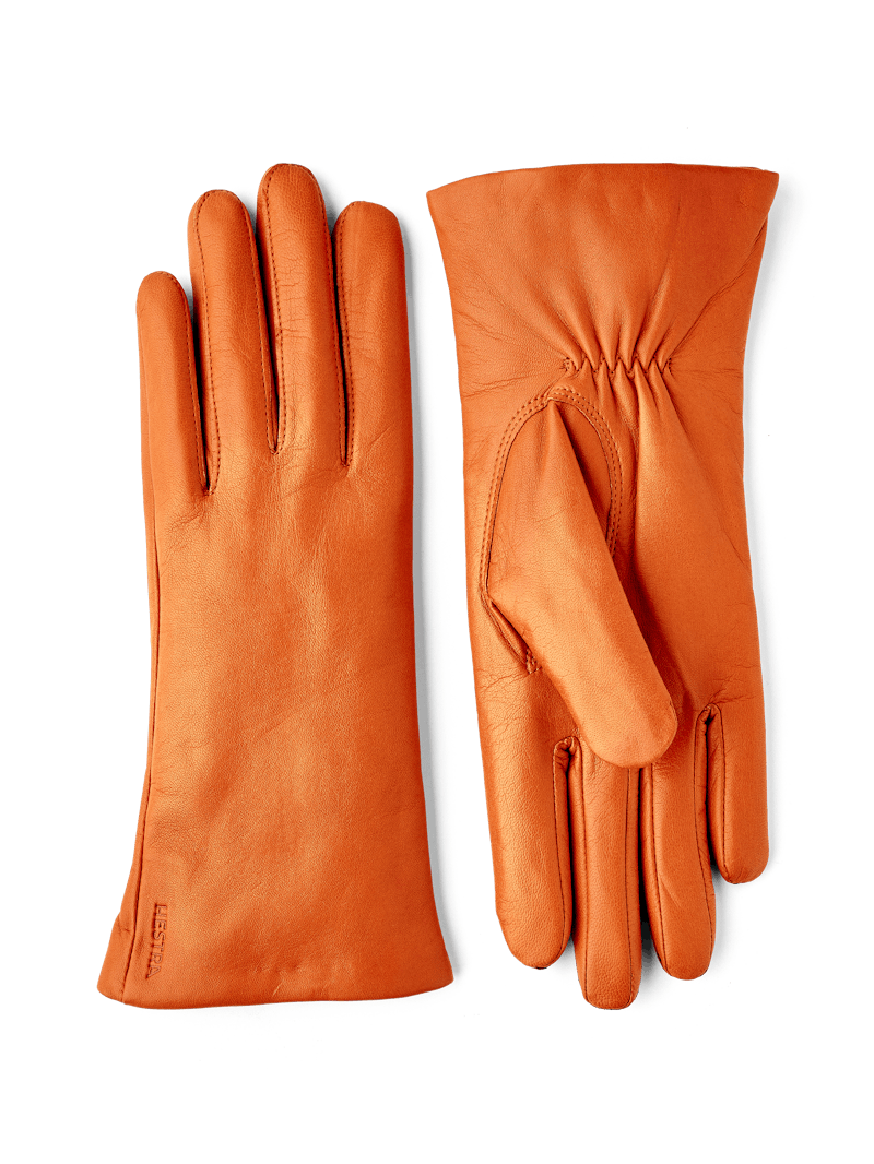 Brick red machine-sewn hairsheep leather glove
 (1 of 6)