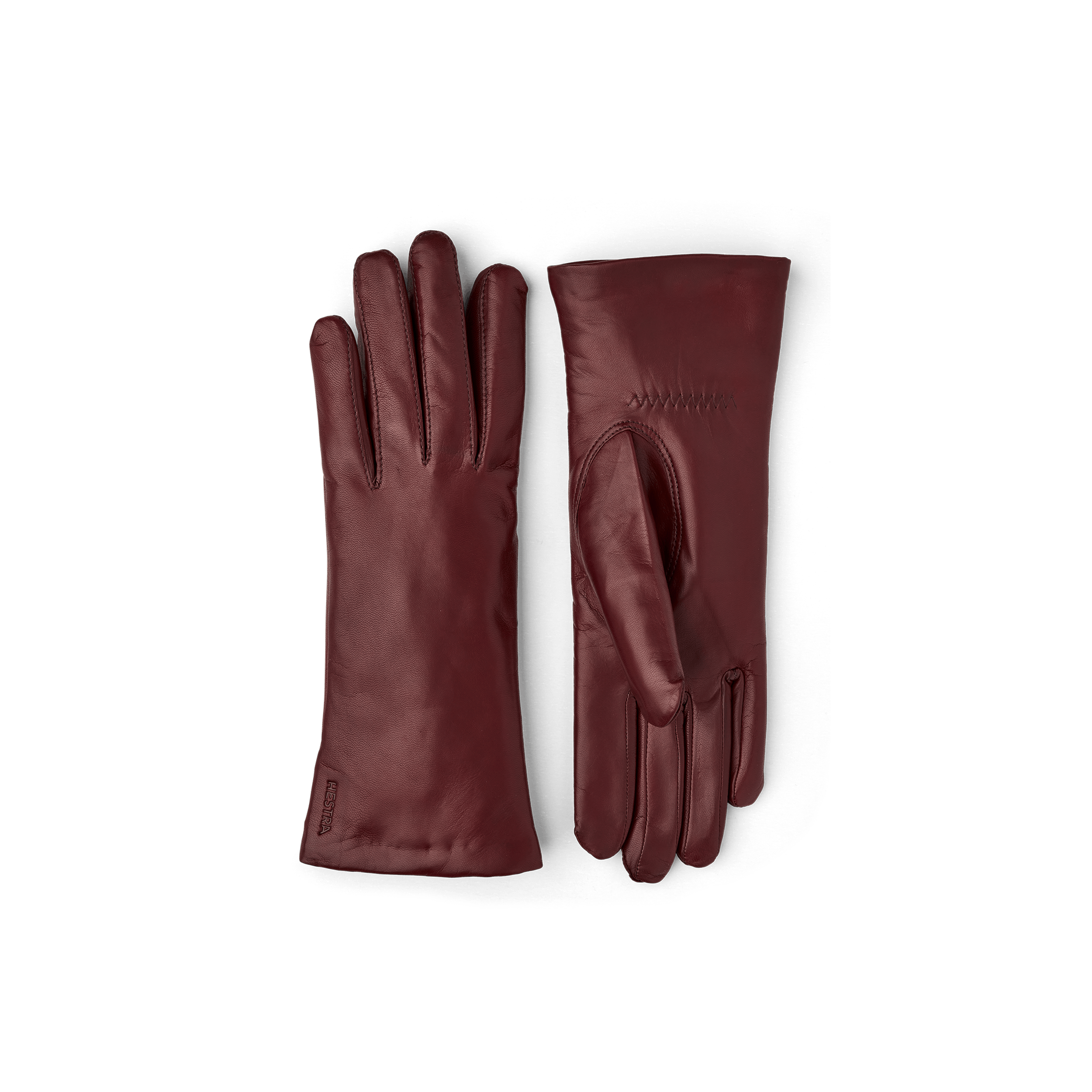 Dark red machine-sewn hairsheep leather glove
 (1 of 4)