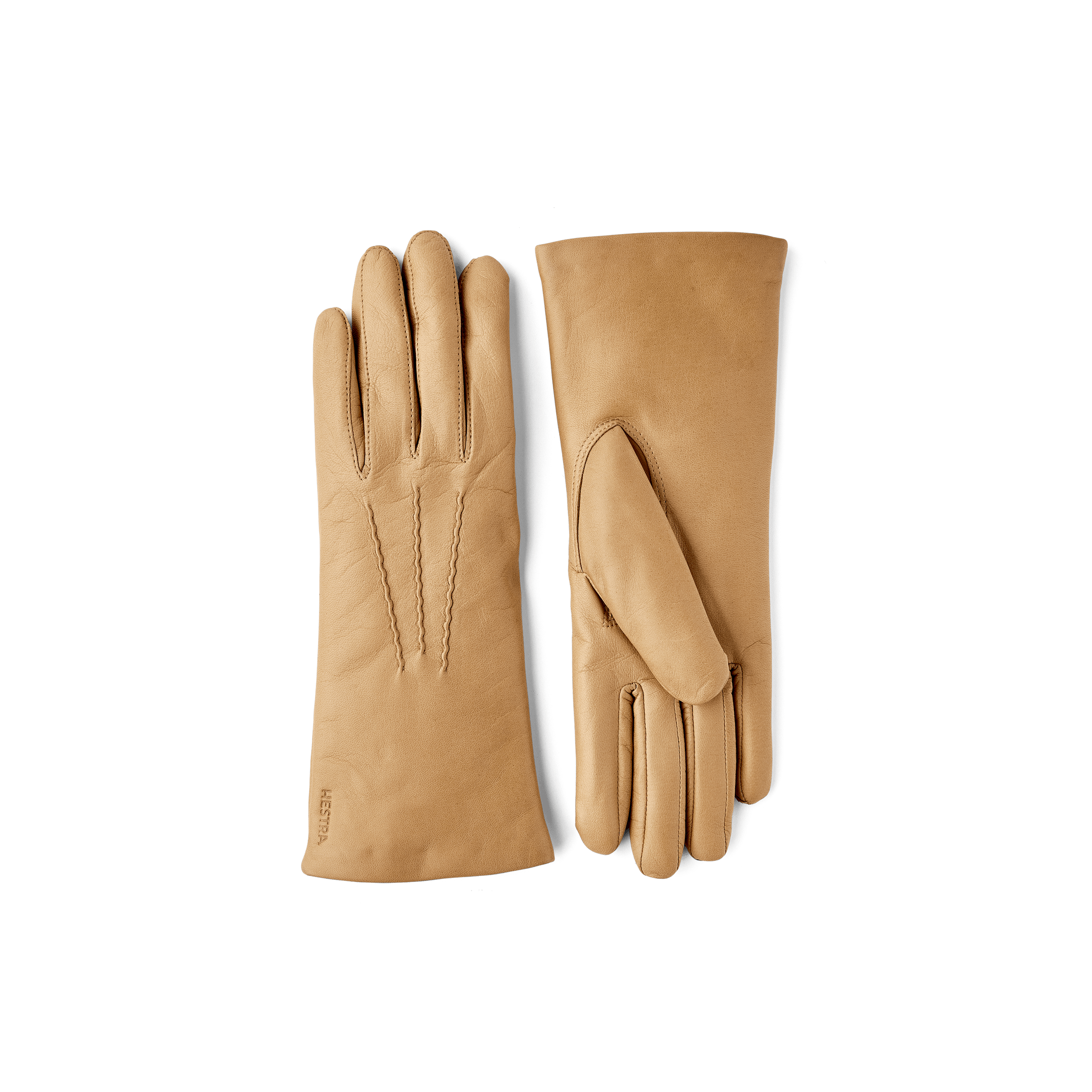 Mörkbeige maskinsydd skinnhandske i lammnappa
 (1 av 6)