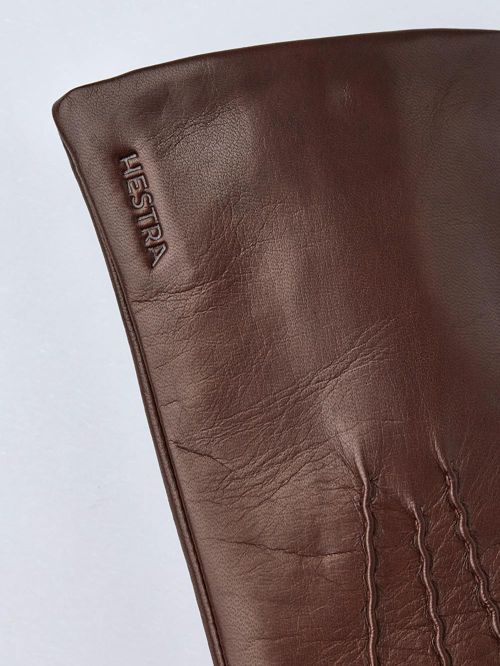 Brown machine-sewn hairsheep leather glove
 (2 of 4)