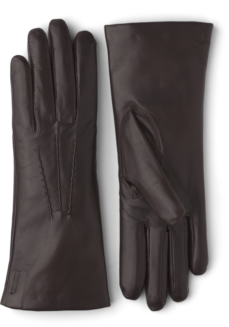 Dark brown machine-sewn hairsheep leather glove
 (1 of 4)