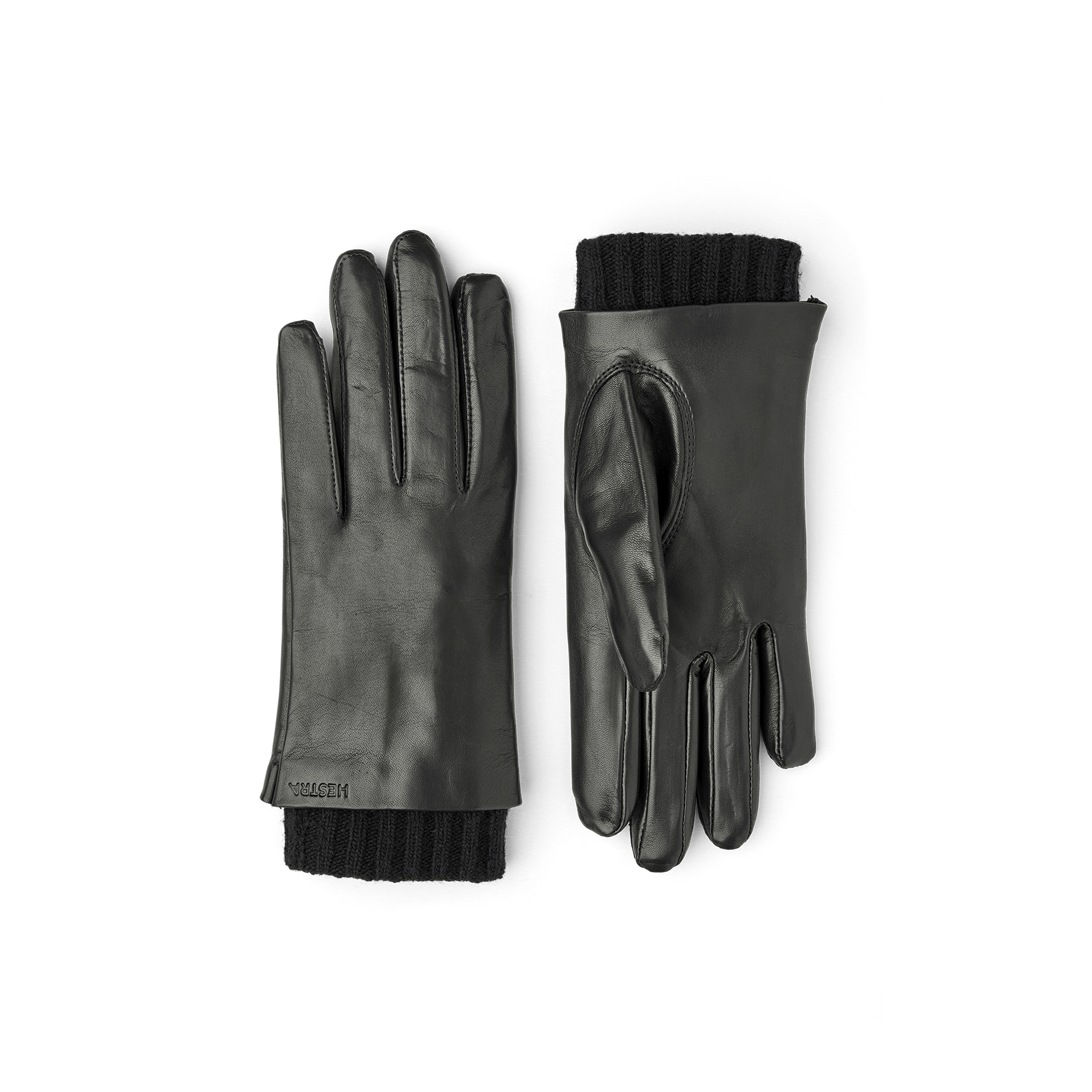 Black machine-sewn hairsheep leather glove with knitted cuff
(1 of 3)