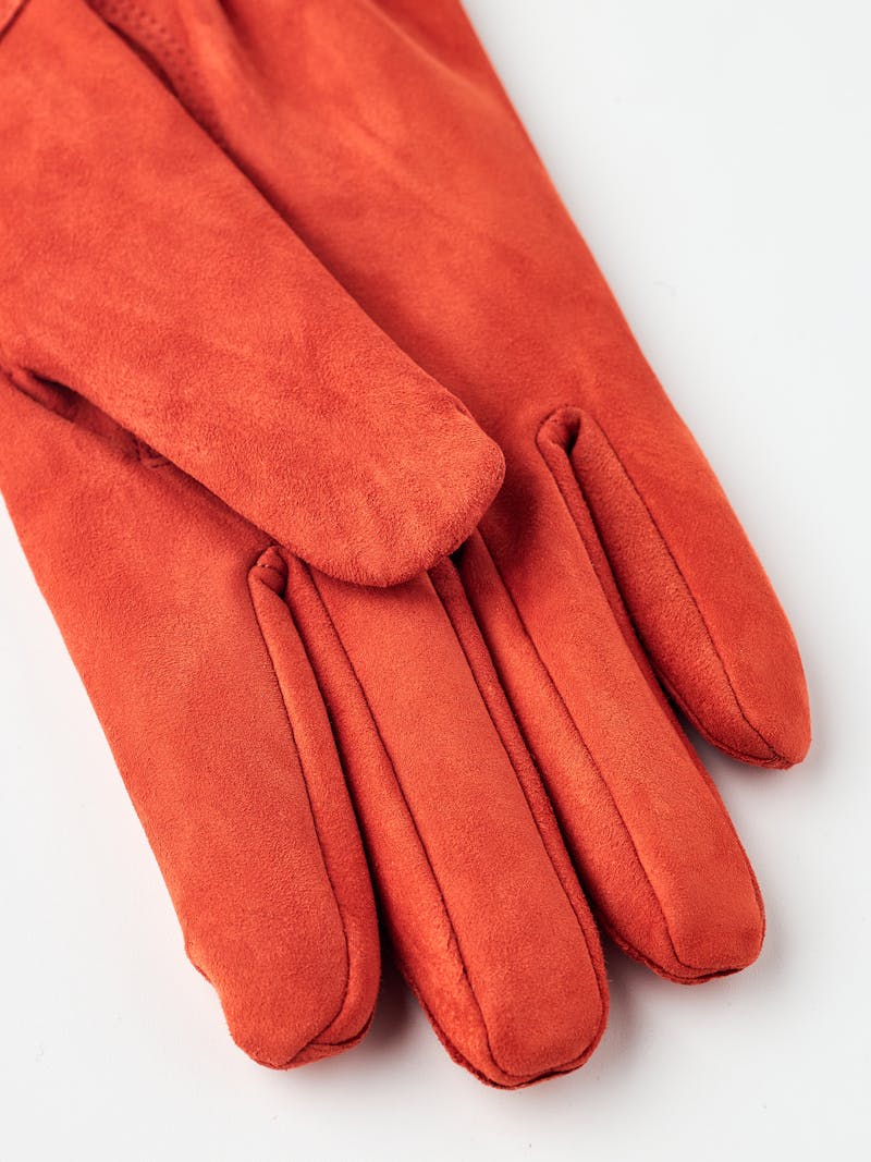 Brick red machine-sewn suede glove
 (3 of 5)