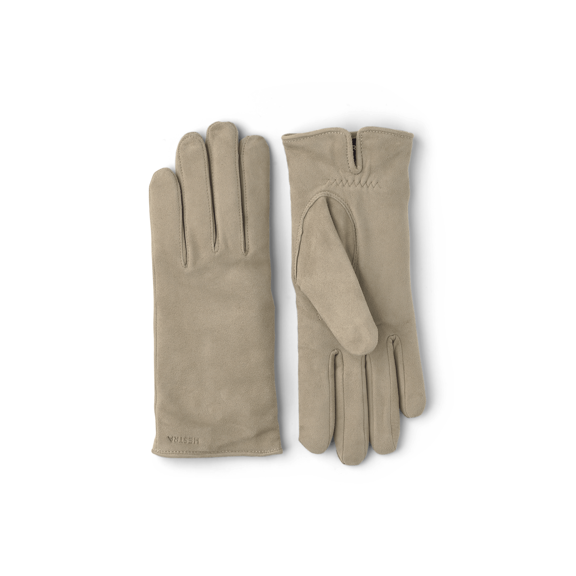 Hellgrauer maschinengenähter Lederhandschuh aus Wildleder
(1 oder 4)