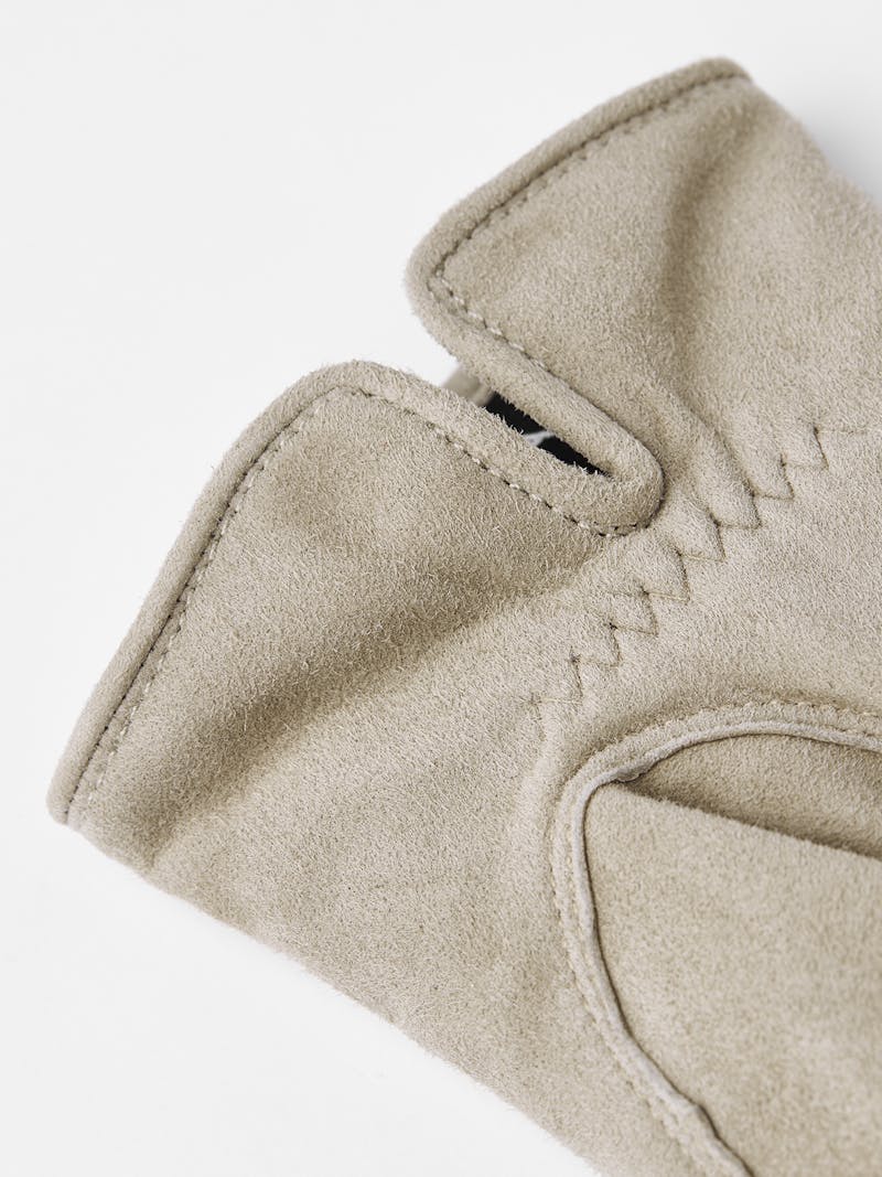Light gray machine-sewn suede glove
 (2 of 4)