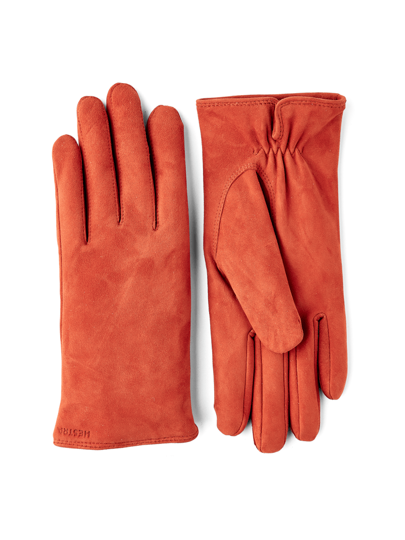 Brick red machine-sewn suede glove
 (1 of 5)