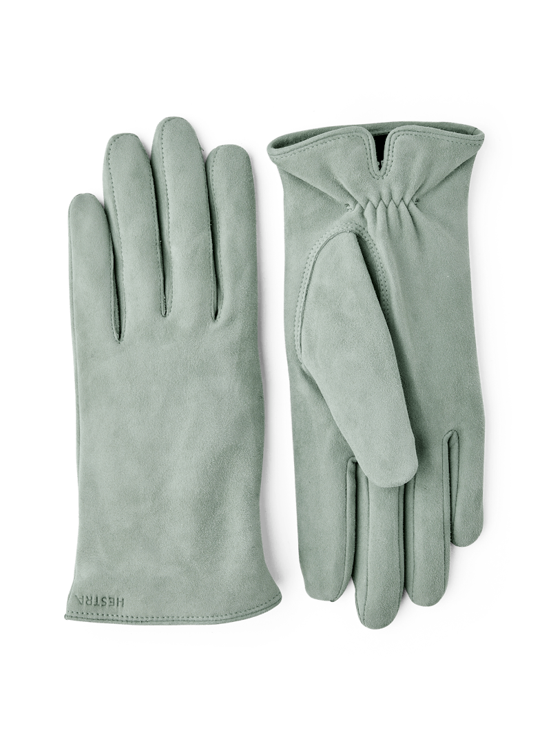 Silver-green machine-sewn suede glove
 (1 of 6)