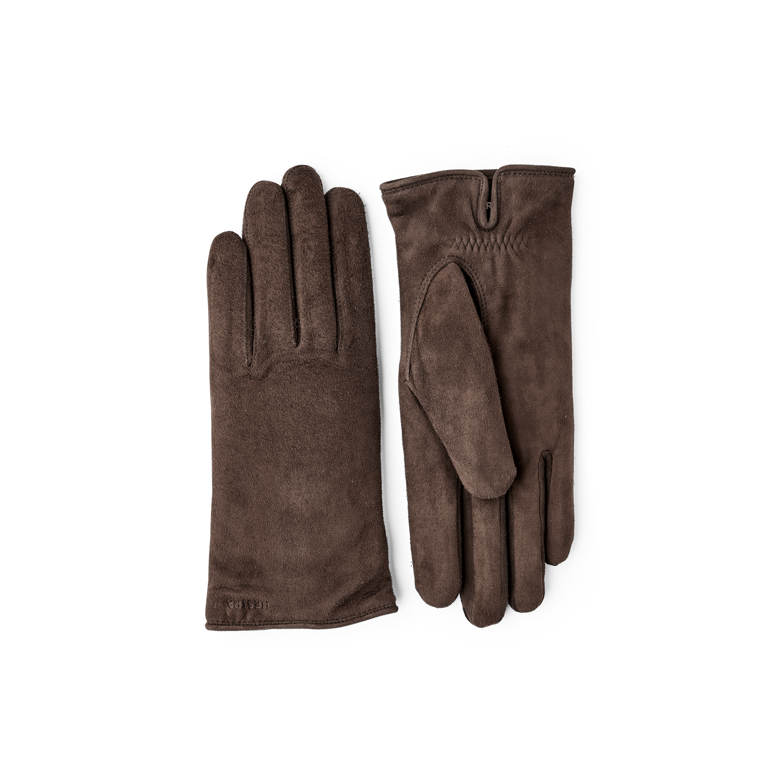 Brown machine-sewn suede glove
 (1 of 4)