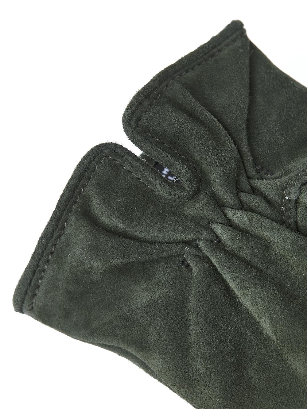 Dark olive green machine-sewn suede glove
(2 of 4)