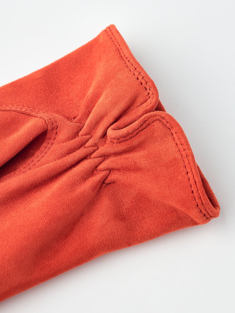 Brick red machine-sewn suede glove
 (5 of 5)