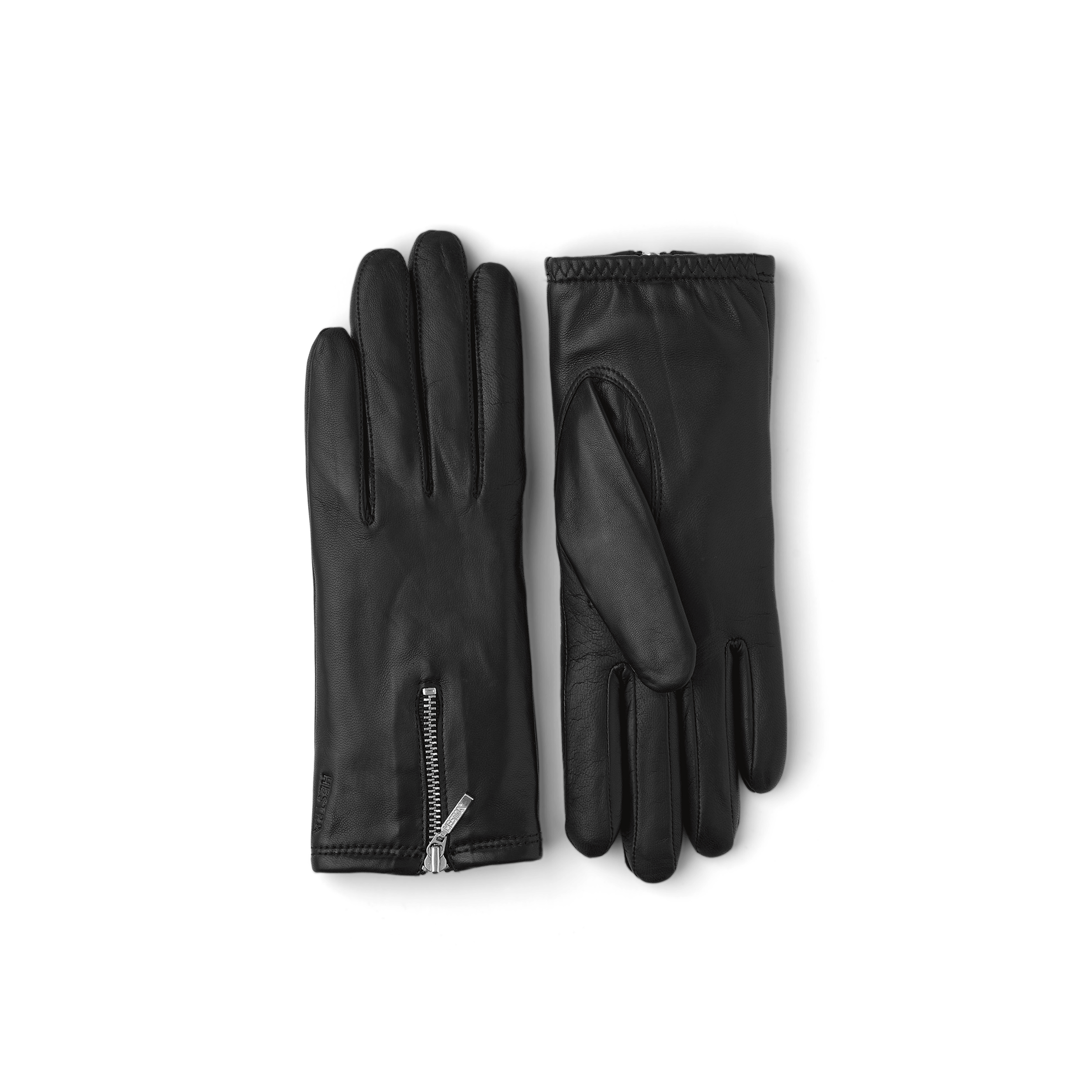Black machine-sewn hairsheep leather glove with zip
 (1 of 4)