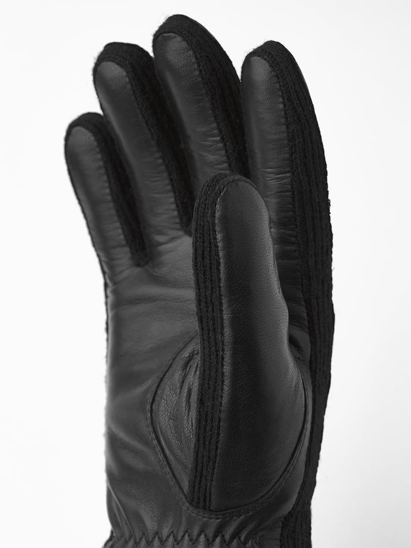 Black machine-sewn hairsheep leather glove with knitted cuff and sides
 (3 of 4)