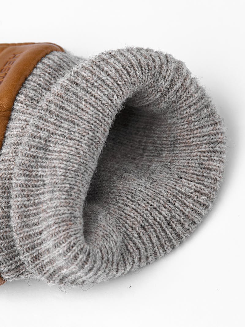 Light brownish-yellow machine-sewn hairsheep leather glove with knitted cuff and sides
 (4 of 4)