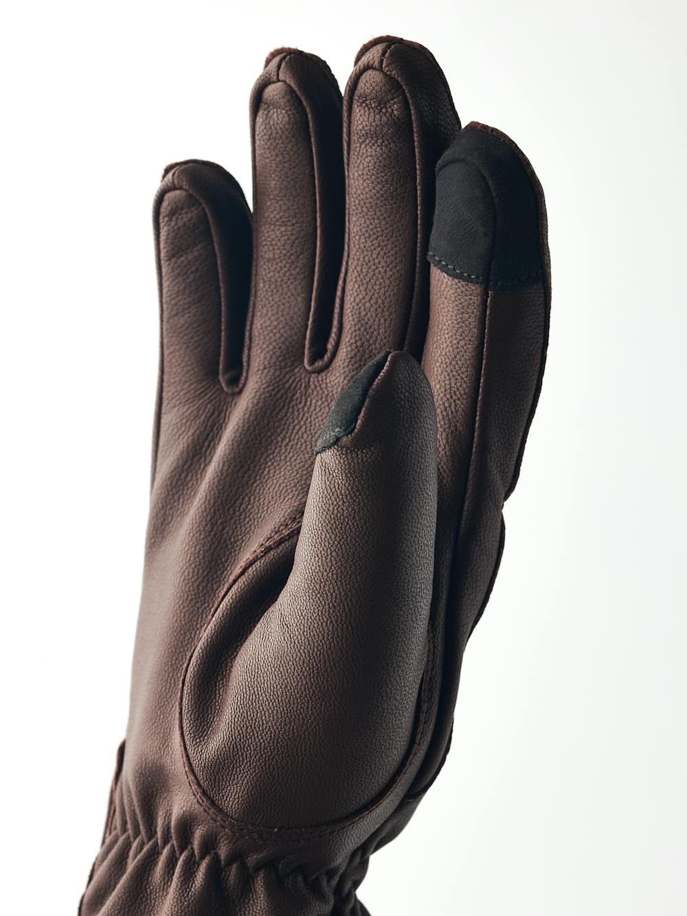 Dark brown machine-sewn goat leather glove with zip
 (3 of 5)