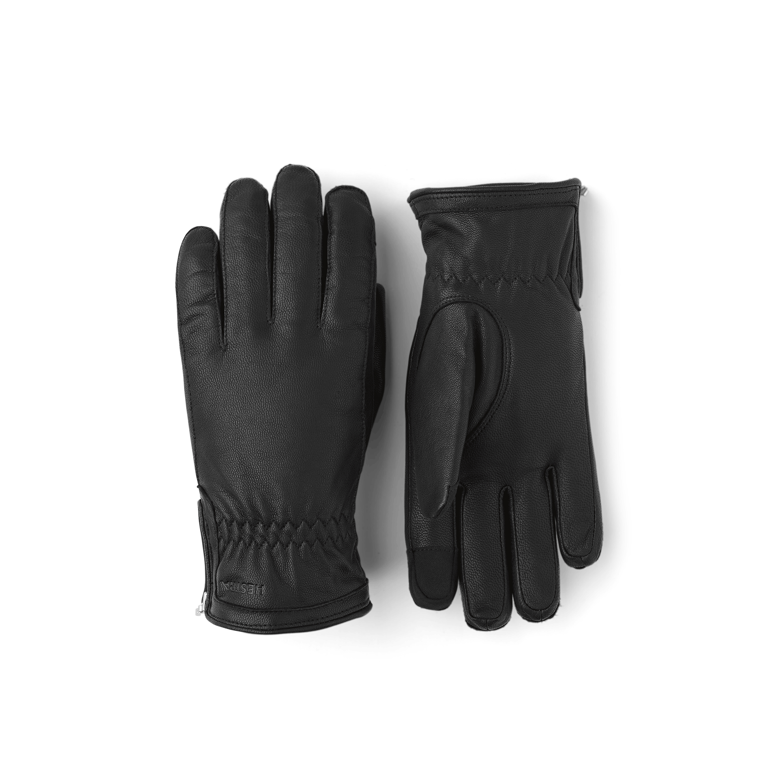 Svart maskinsydd skinnhandske i getskinn med blixtlås
(1 av 3)