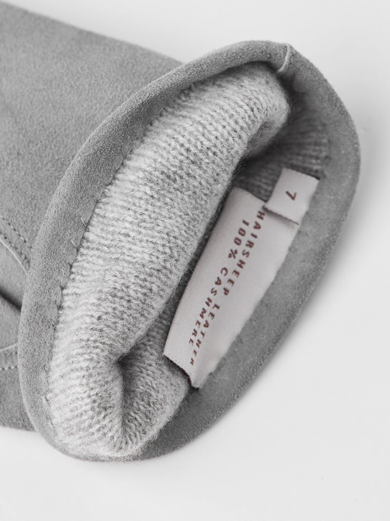 Light gray machine-sewn suede glove
 (3 of 3)