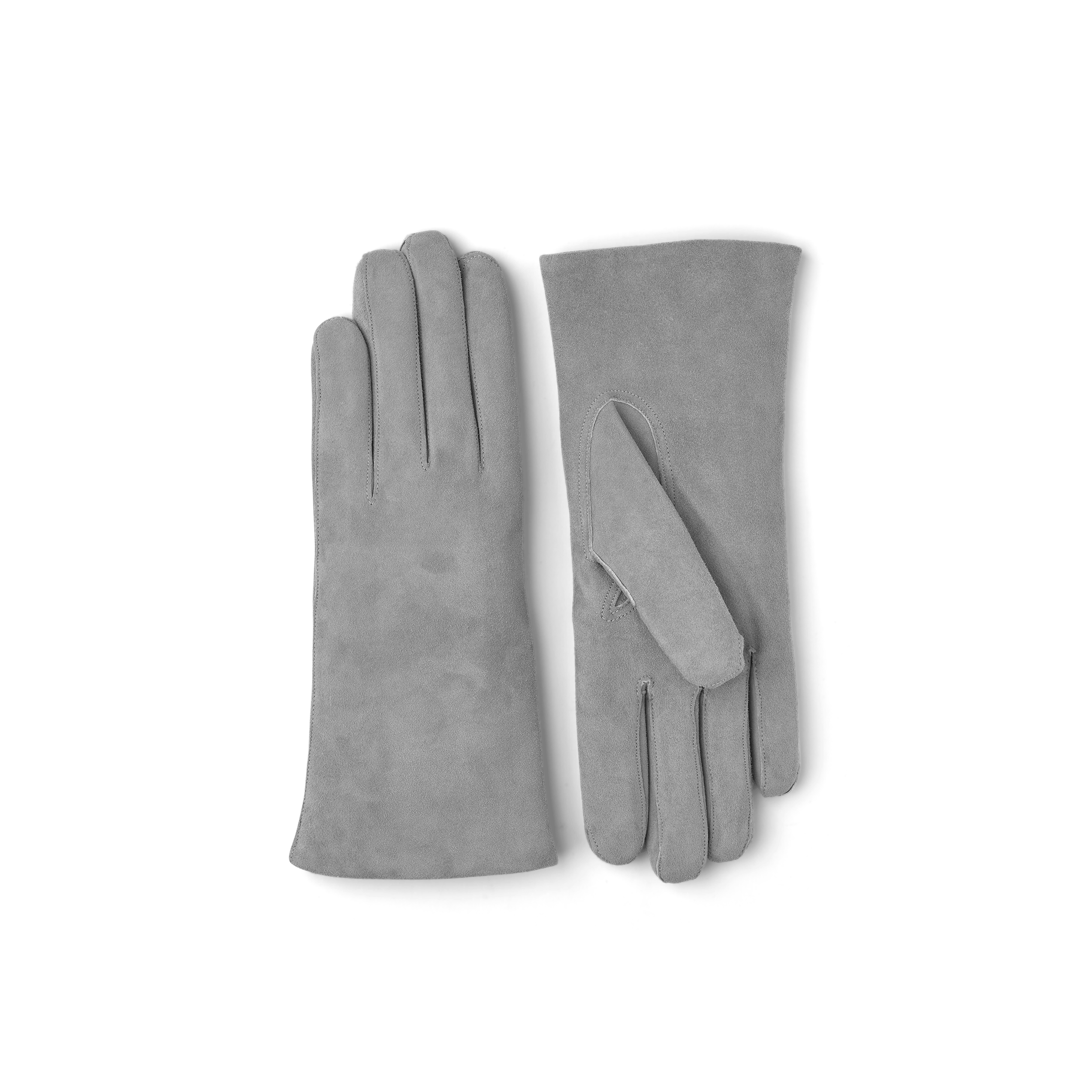 Light gray machine-sewn suede glove
 (1 of 3)