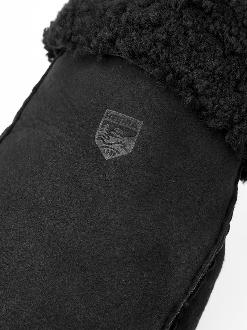 Black fur suede mitten with folded fur trim
 (2 of 2)