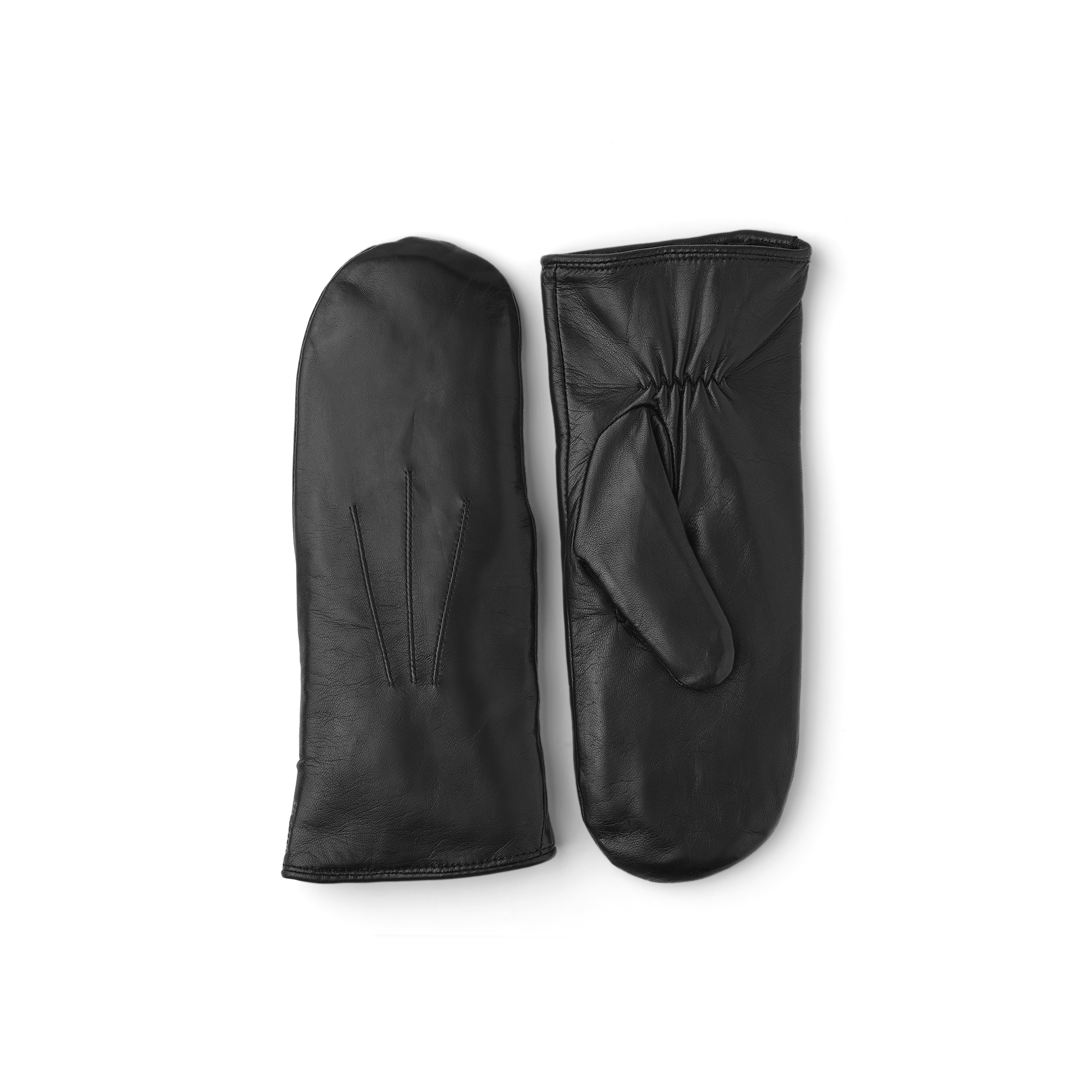 Black machine-sewn hairsheep leather mitten
 (1 of 4)