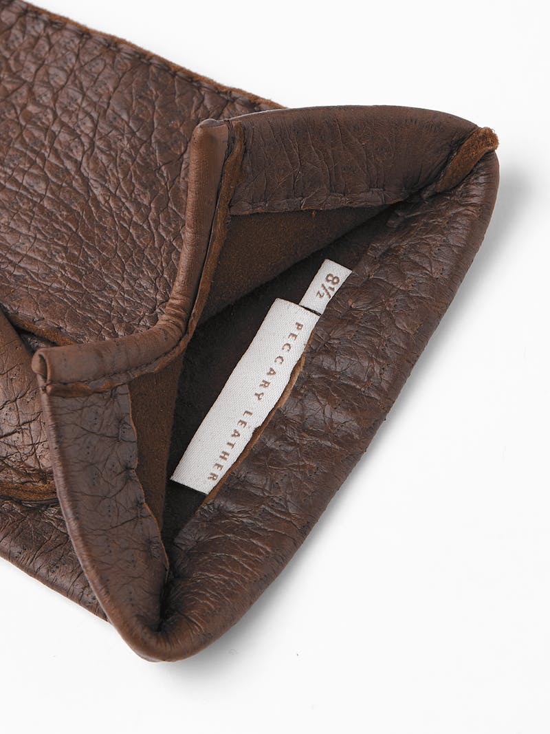 Brown hand-sewn peccary leather glove
 (4 of 4)