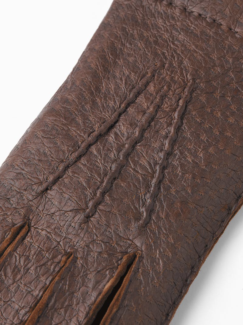 Brown hand-sewn peccary leather glove
 (2 of 4)