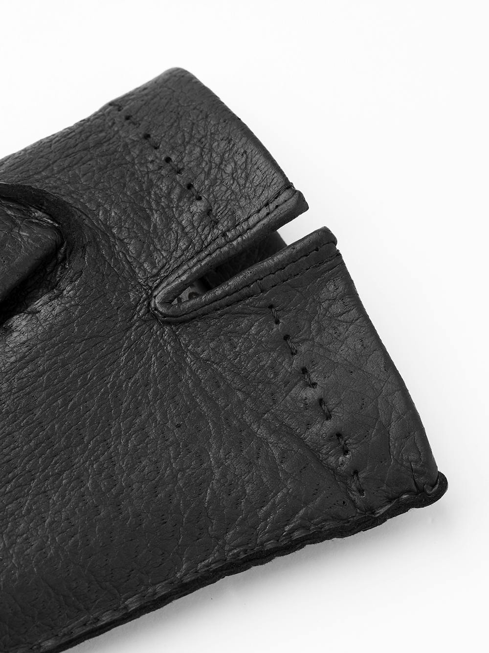 Schwarzer handgenähter Lederhandschuh aus Peccaryleder
 (3 oder 4)