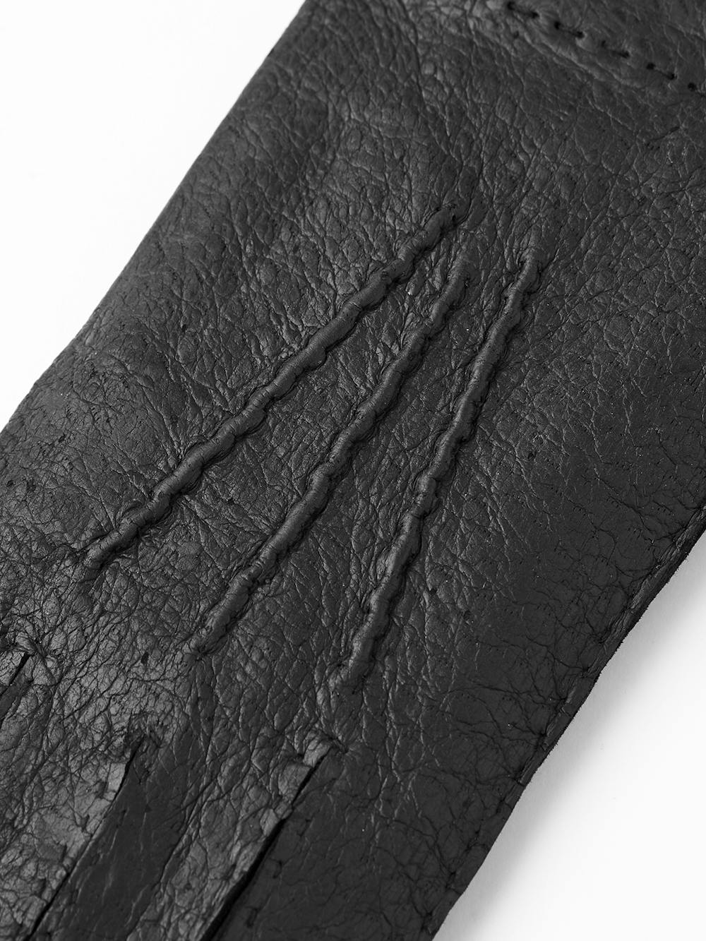 Schwarzer handgenähter Lederhandschuh aus Peccaryleder
 (2 oder 4)