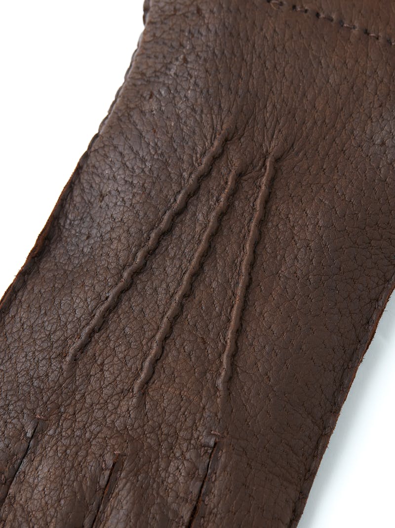 Brown hand-sewn peccary leather glove
 (2 of 4)