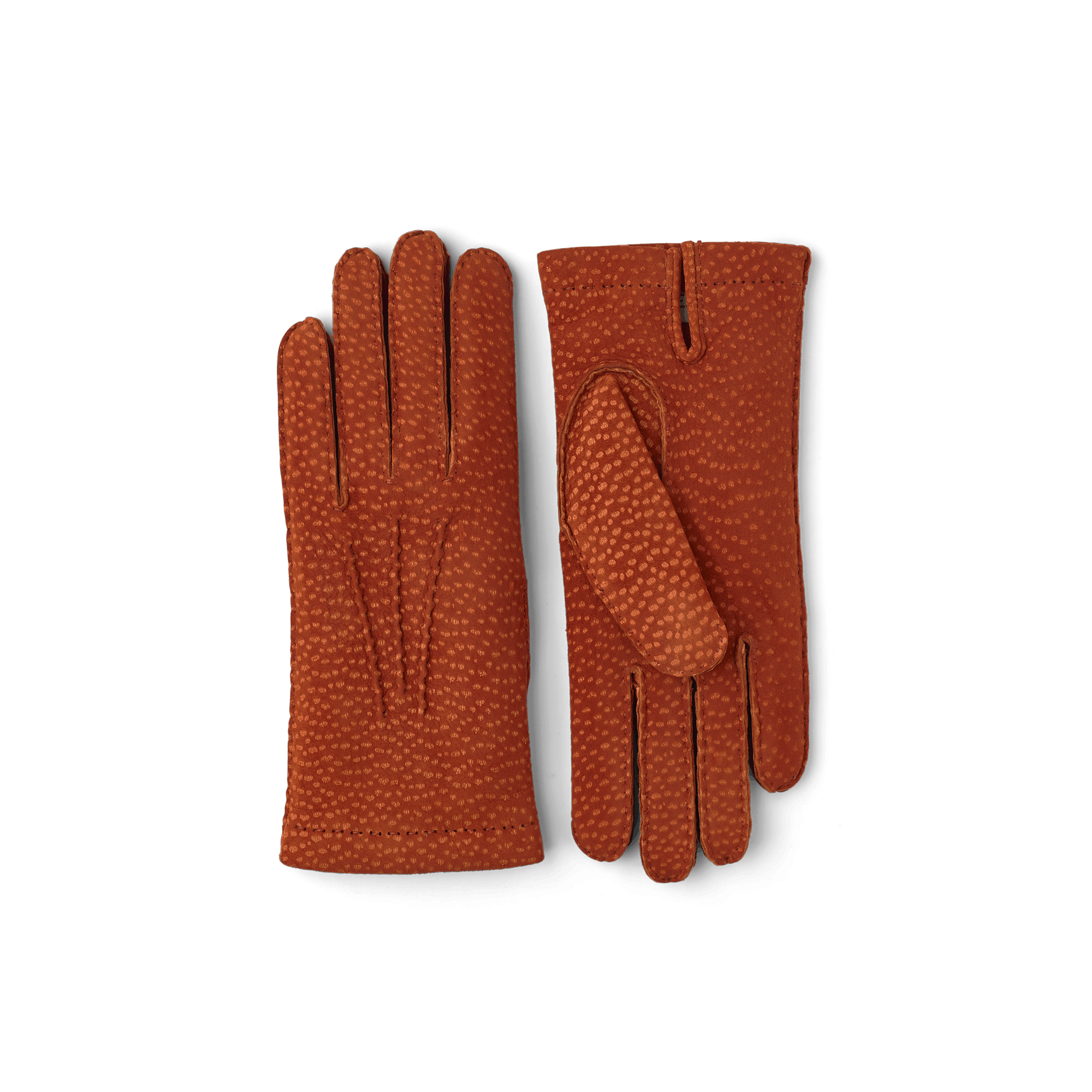 Brick red hand-sewn glove in carpincho nubuck
(1 of 4)