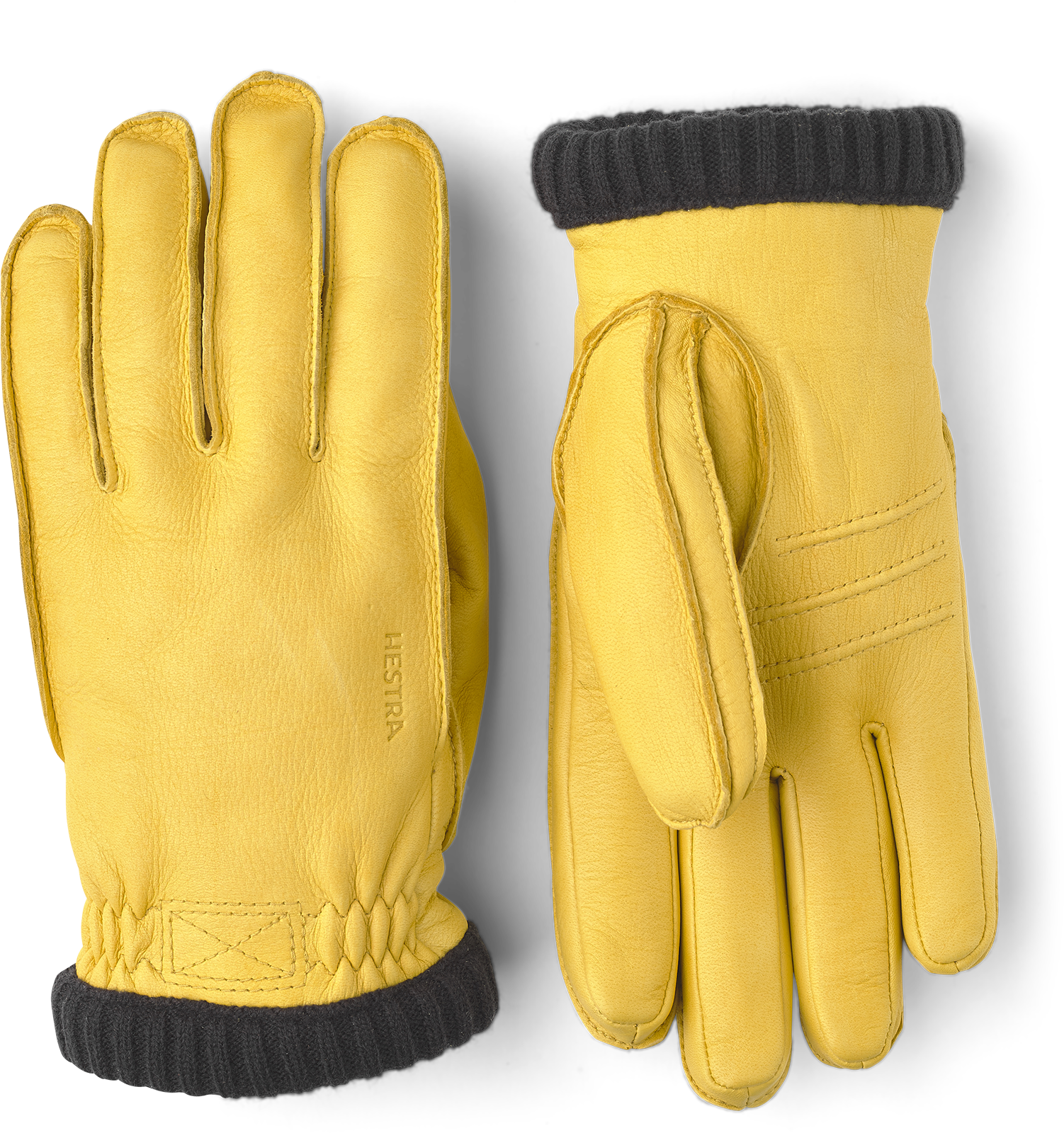Deerskin Primaloft Rib - Natural yellow Five-finger | Hestra Gloves