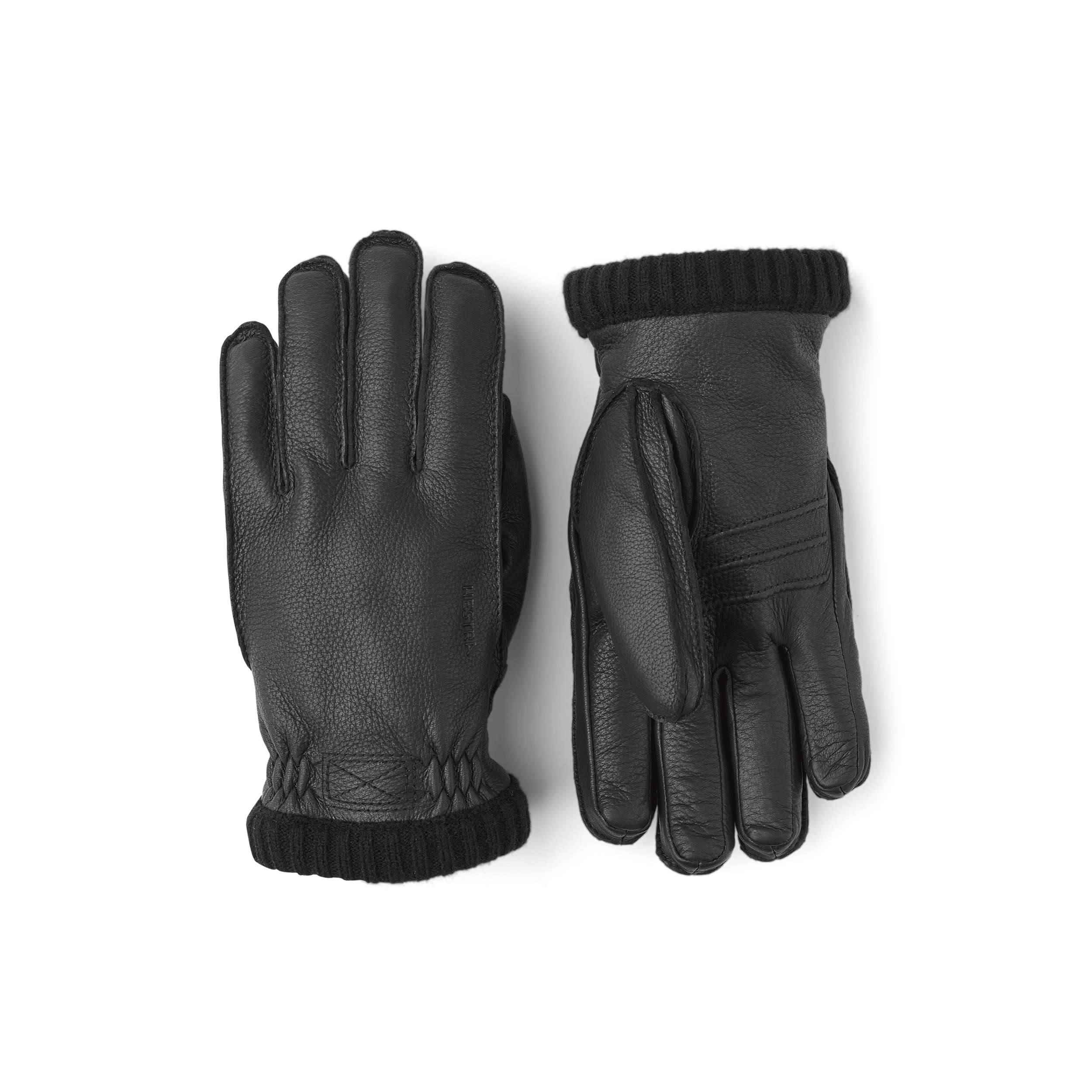 Black machine-sewn deerskin glove with knitted cuff
(1 of 3)