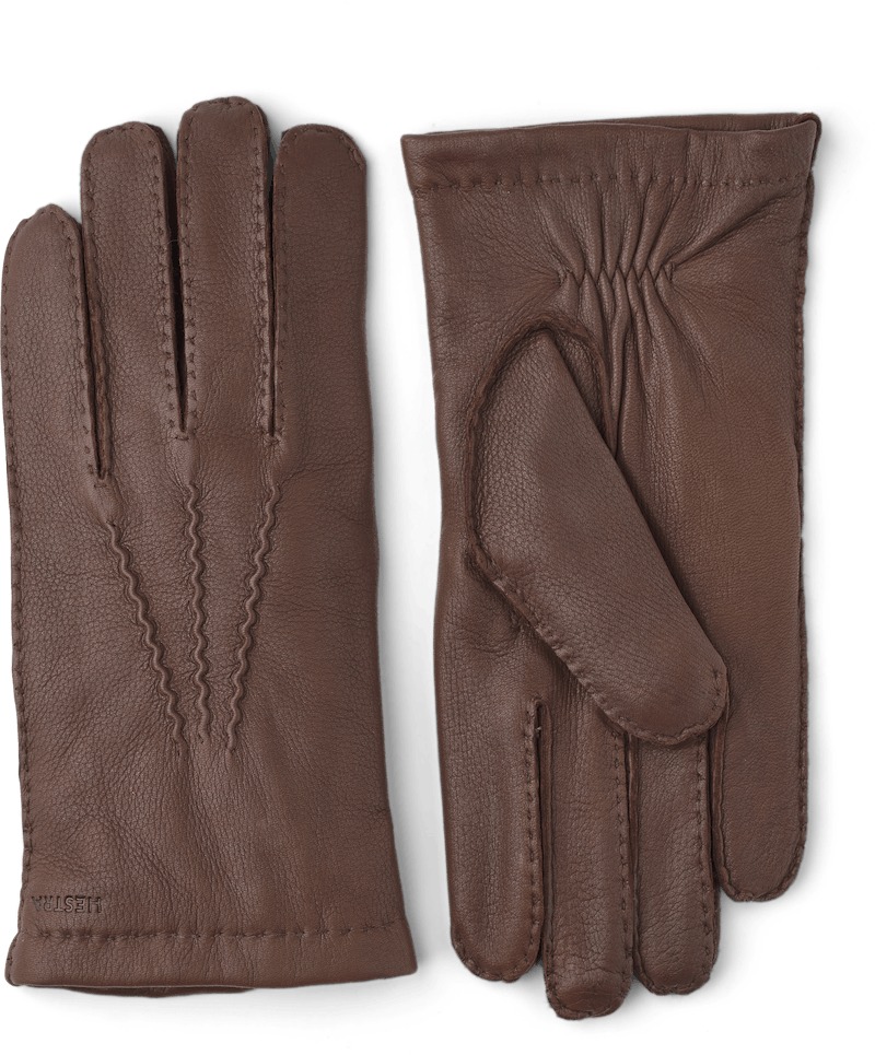 Brown hand-sewn deerskin glove
 (1 of 7)