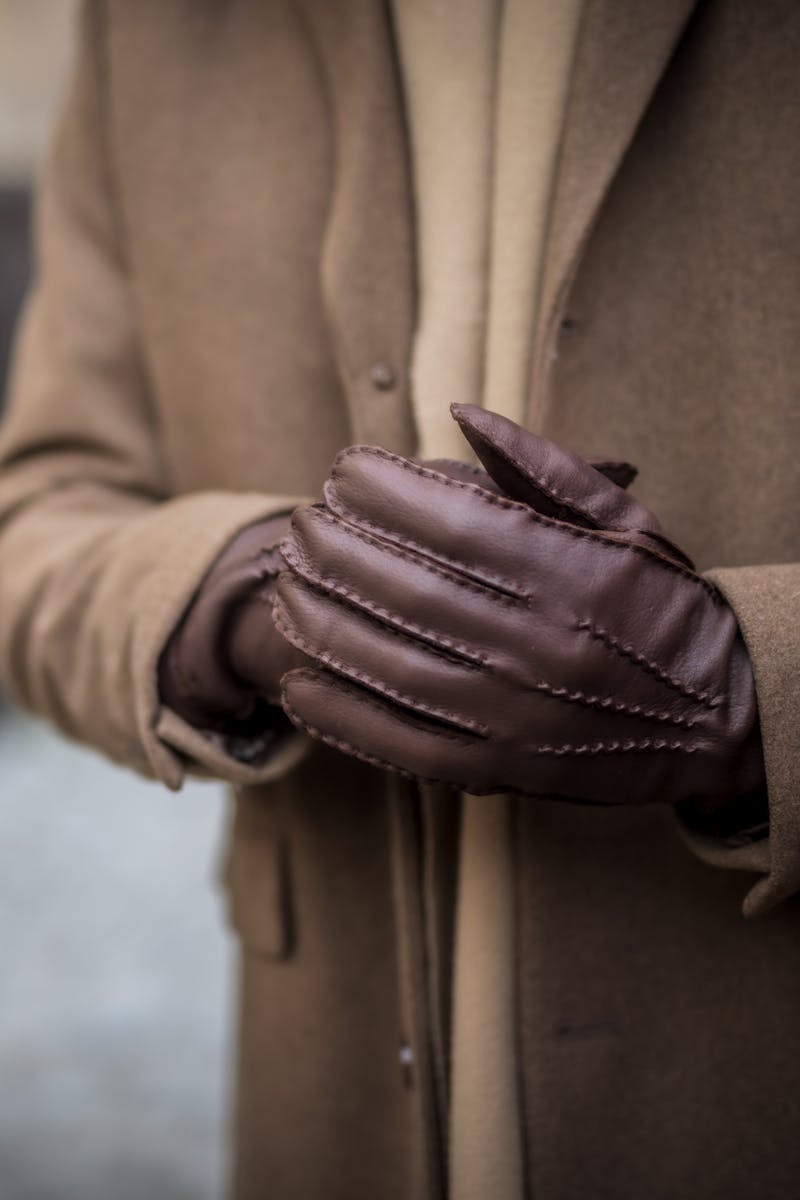 Brown hand-sewn deerskin glove
 (4 of 7)