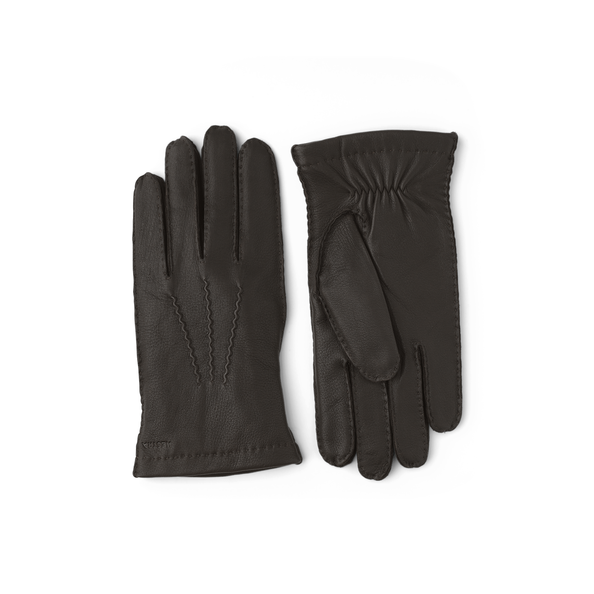 Dark brown hand-sewn deerskin glove
 (1 of 3)