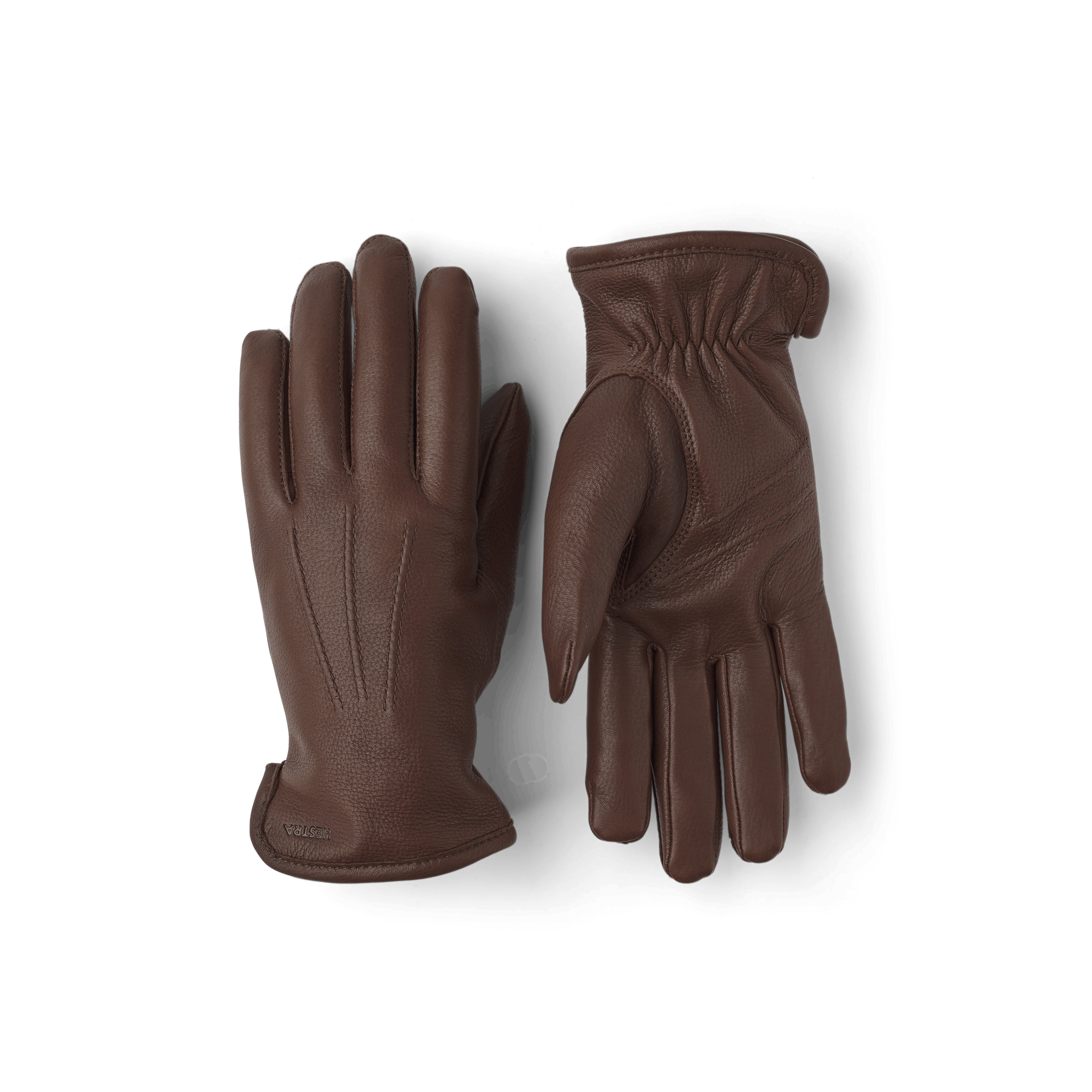 Brown machine-sewn deerskin glove
 (1 of 4)