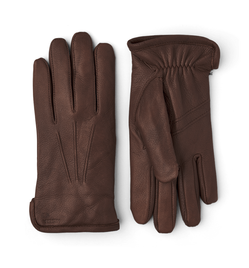 Brown machine-sewn deerskin glove
 (1 of 4)