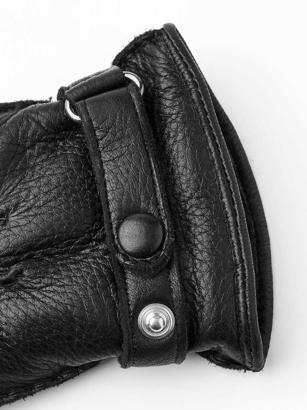 Black hand-sewn elk leather glove with leather strap and button
 (3 of 5)