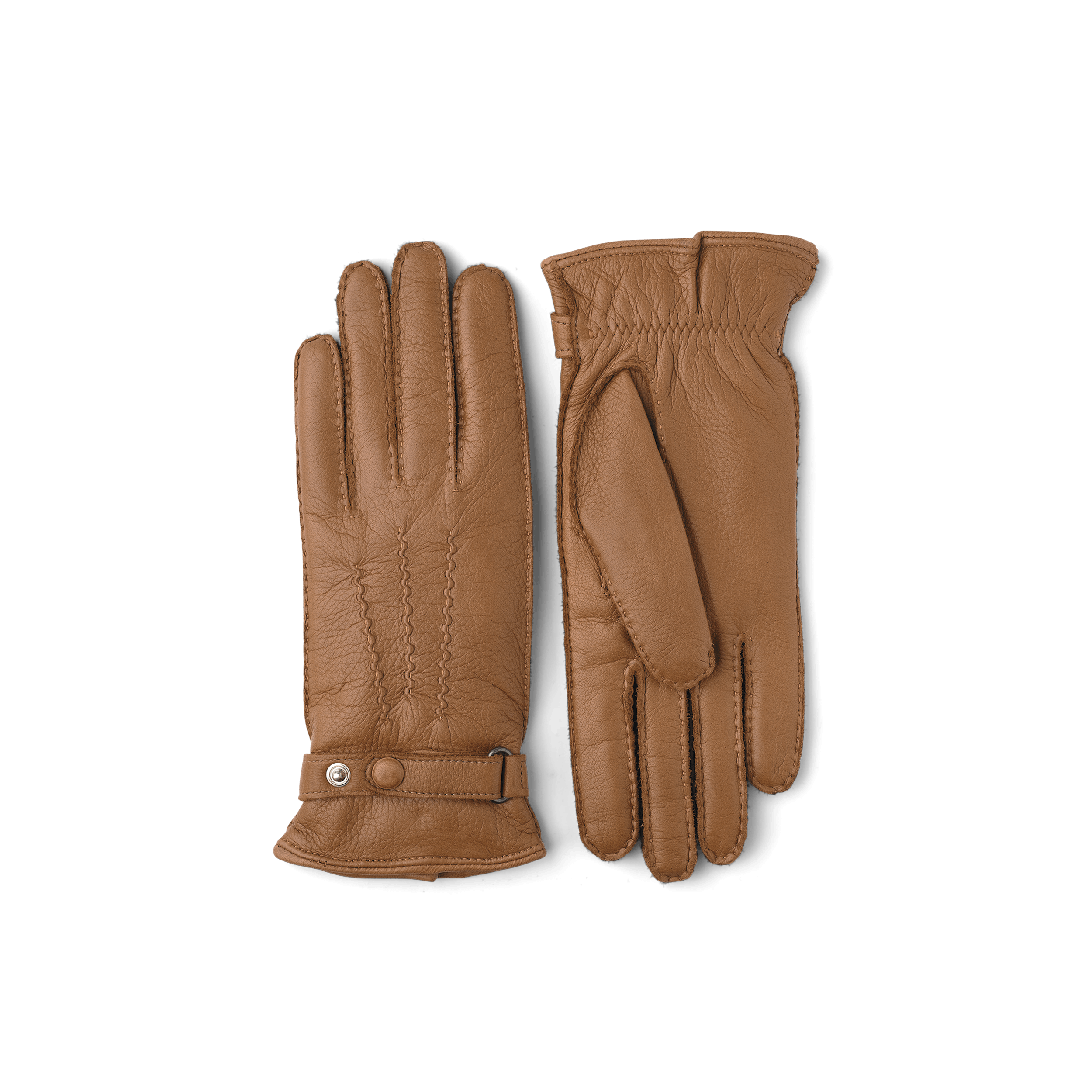 Light brown hand-sewn elk leather glove with leather strap and button
(1 of 5)
