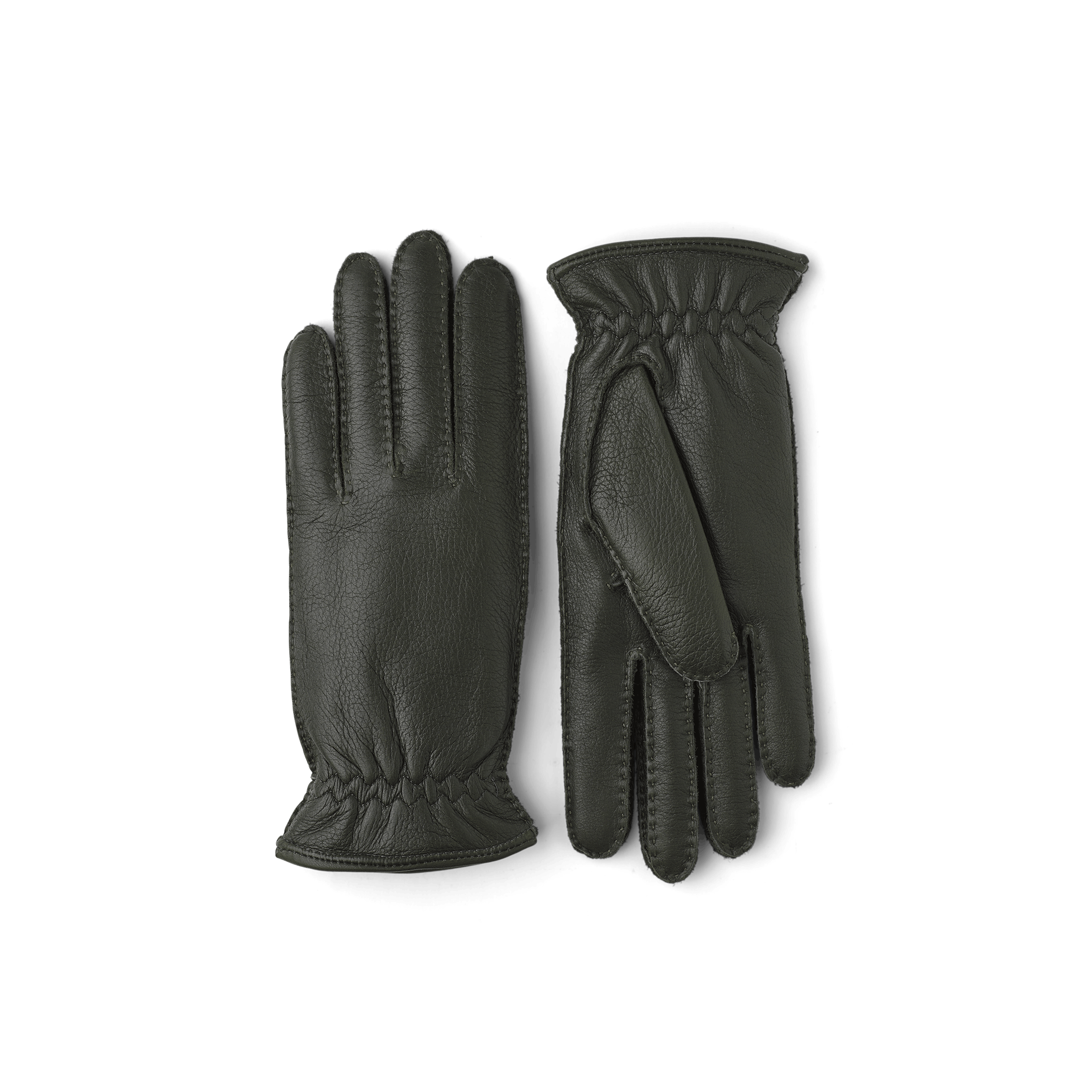 Dark green hand-sewn elk leather glove
 (1 of 3)