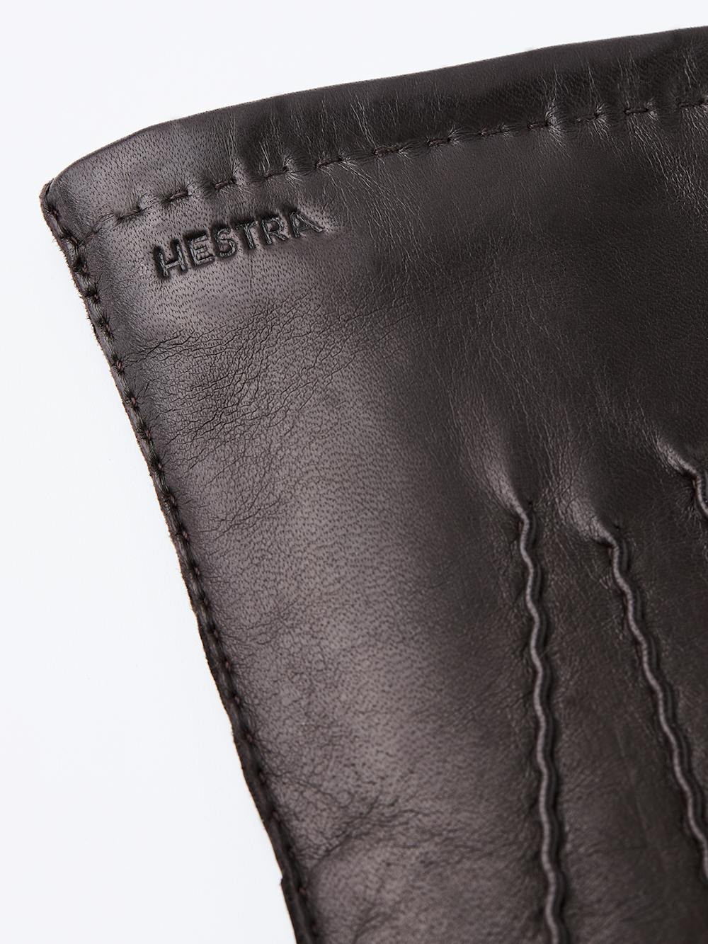 Dark brown hand-sewn hairsheep leather glove
 (2 of 4)