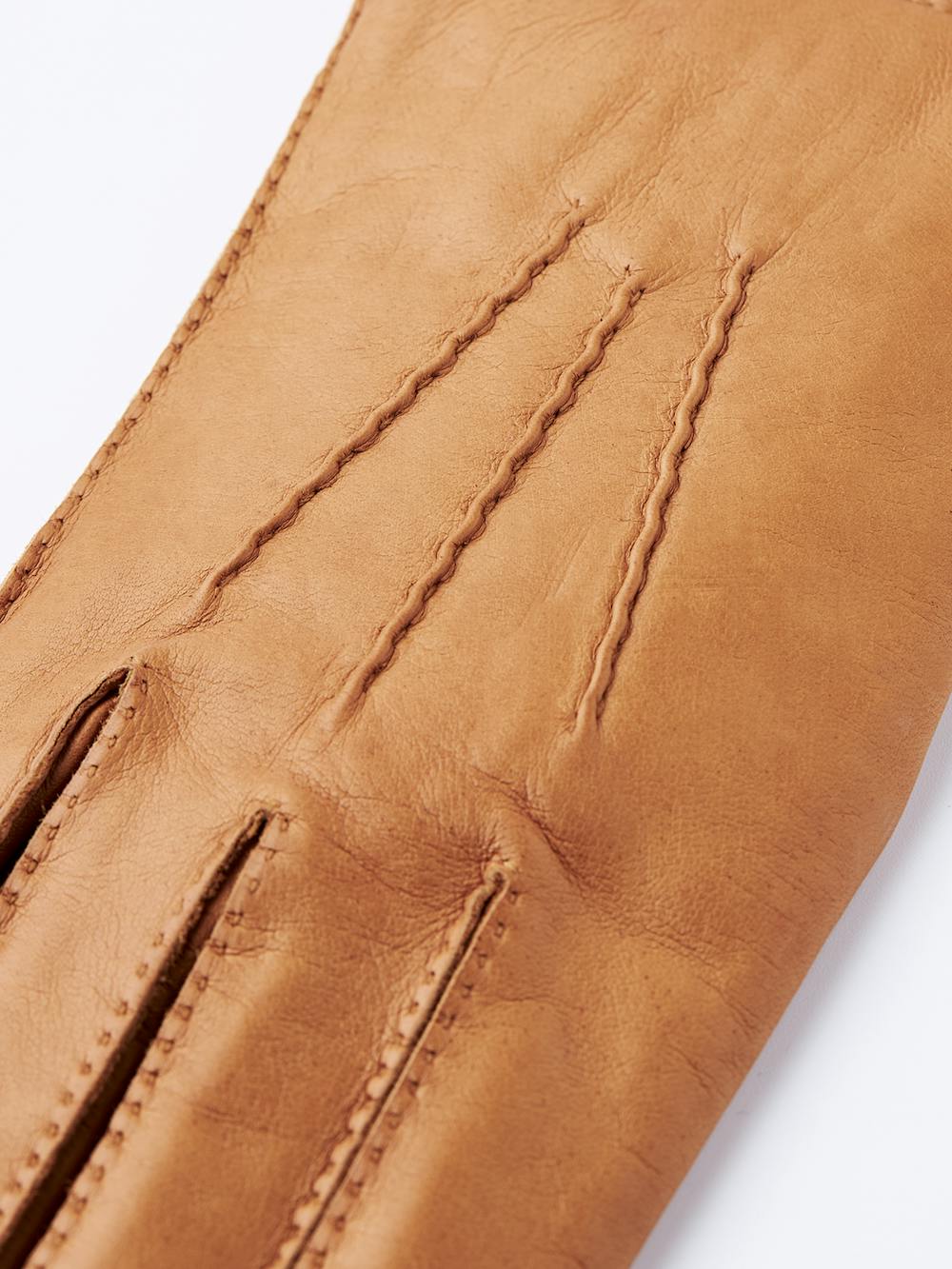 Goldbrauner handgenähter Lederhandschuh aus Haarschafleder
(4 oder 5)