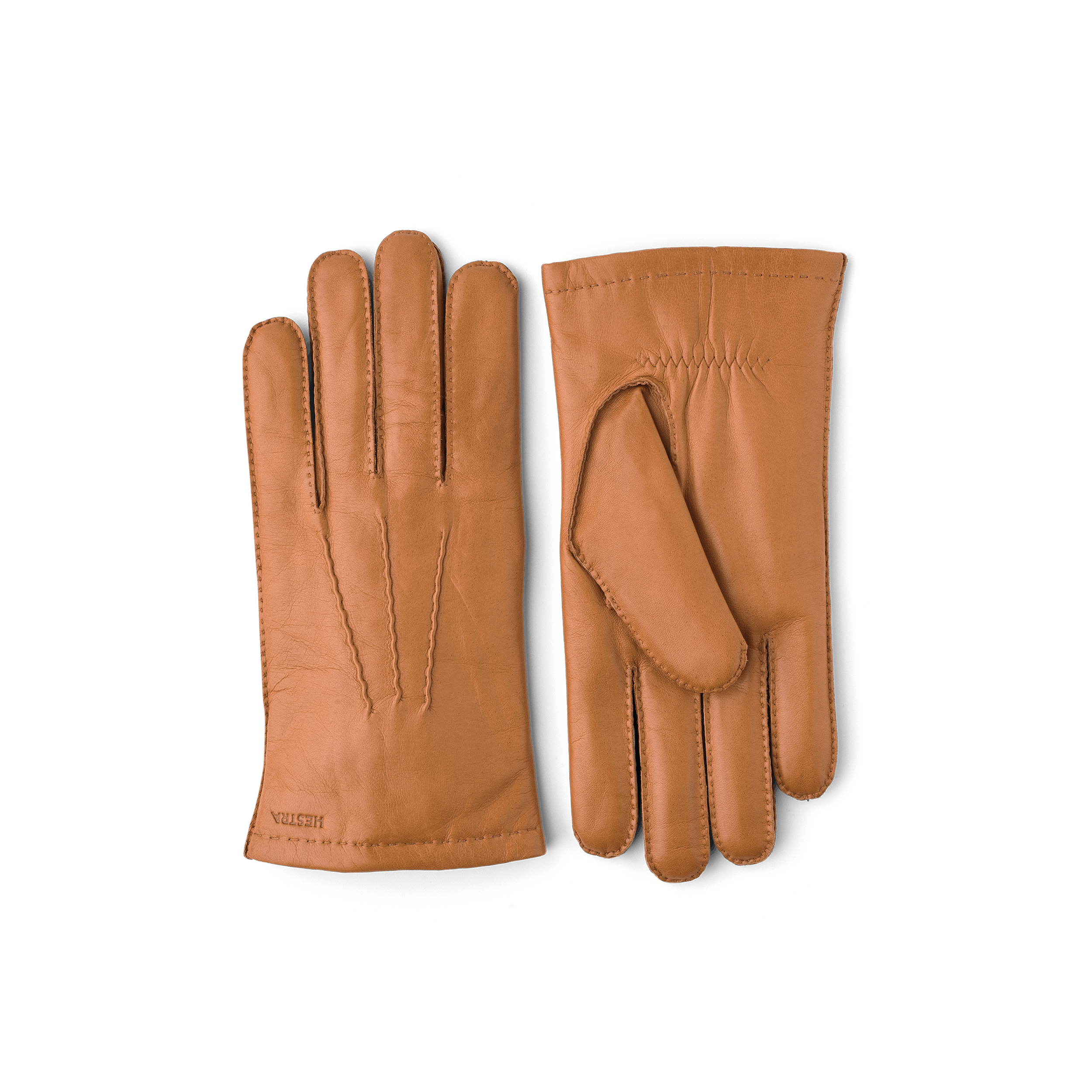 Goldbrauner handgenähter Lederhandschuh aus Haarschafleder
(1 oder 5)