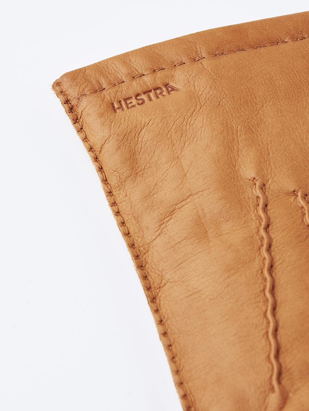 Goldbrauner handgenähter Lederhandschuh aus Haarschafleder
 (3 oder 5)