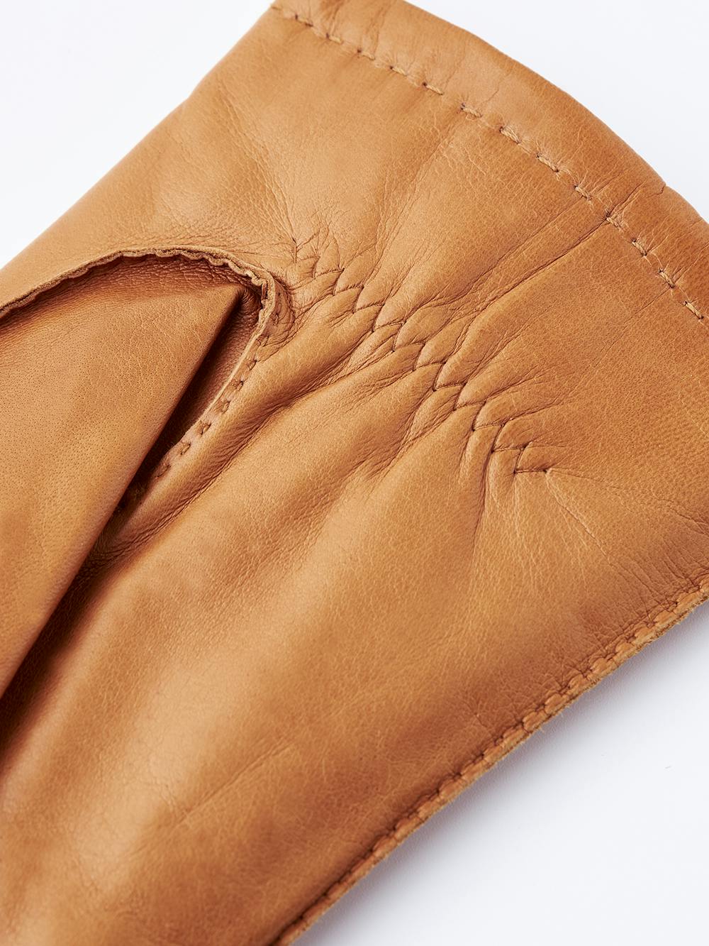 Goldbrauner handgenähter Lederhandschuh aus Haarschafleder
 (2 oder 5)