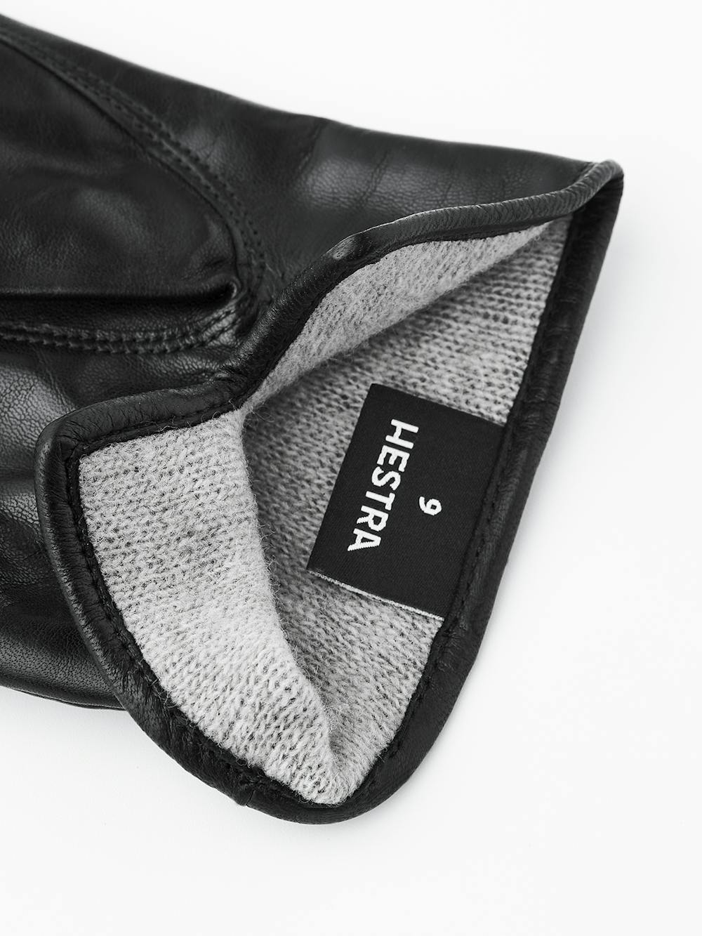 Schwarzer maschinengenähter Lederhandschuh aus Haarschafleder
 (6 oder 6)