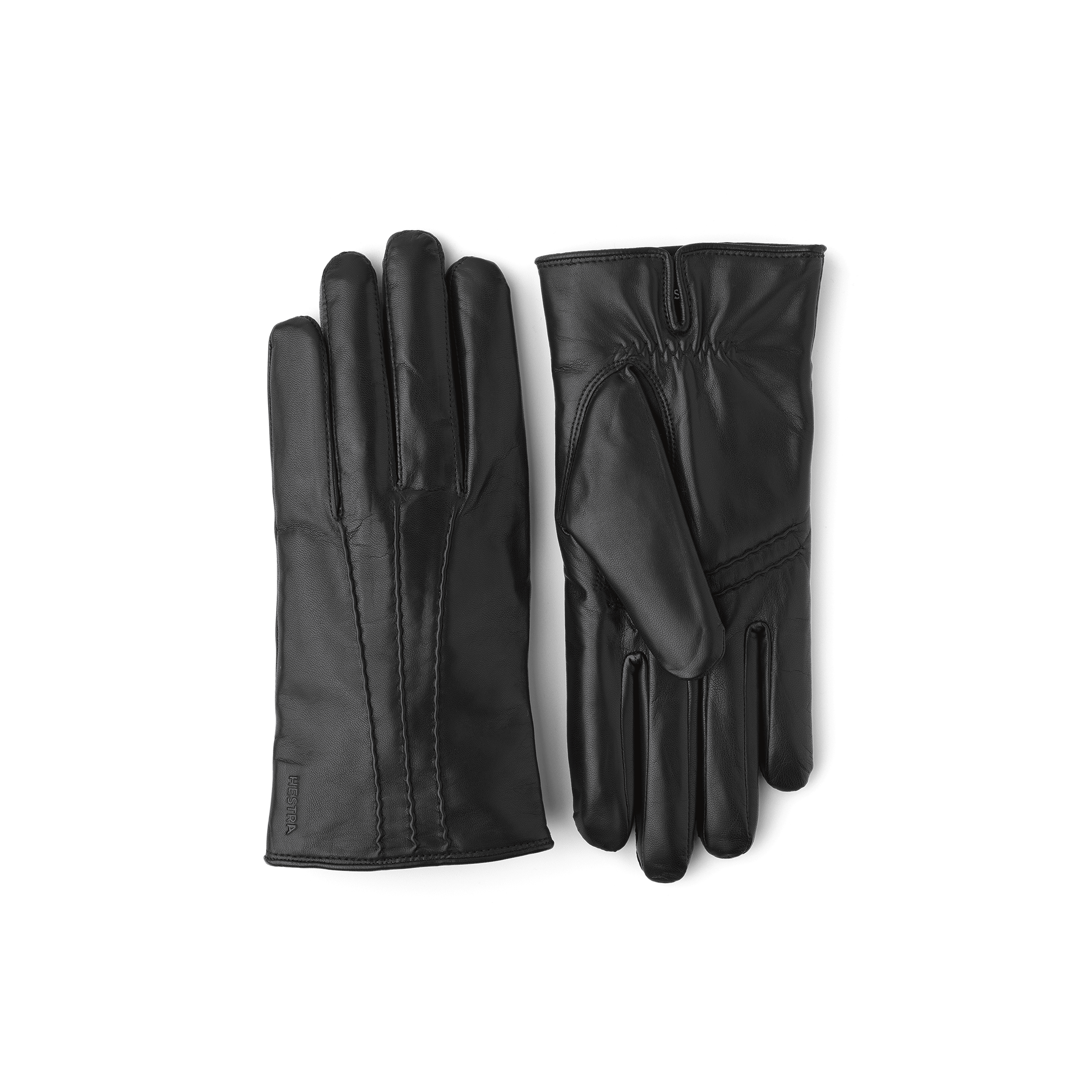 Schwarzer maschinengenähter Lederhandschuh aus Haarschafleder
(1 oder 6)