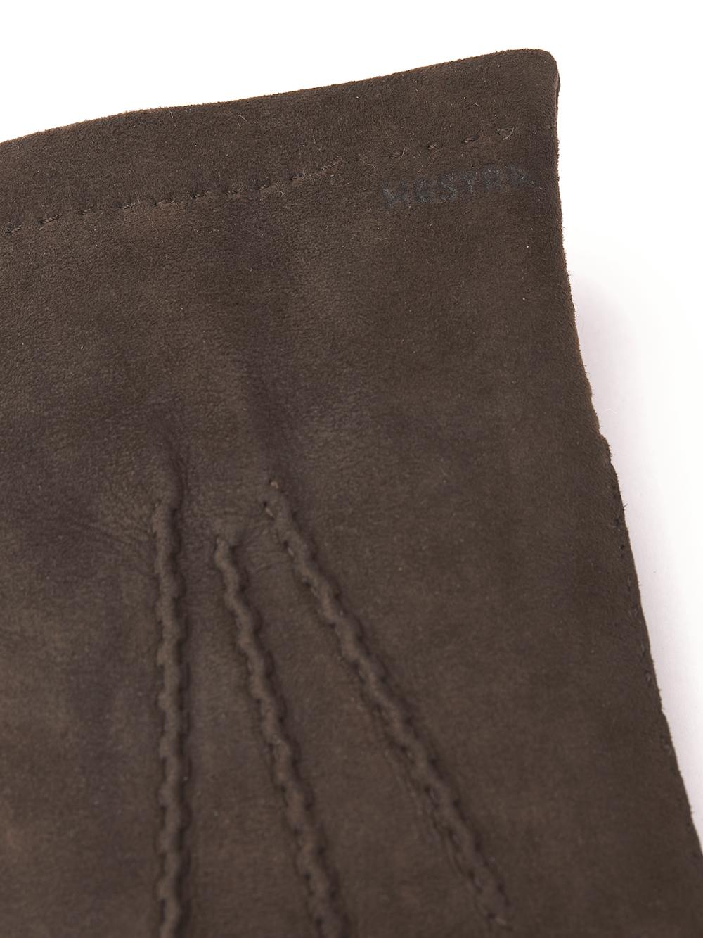 Dunkelbrauner handgenähter Handschuh aus Wildleder
 (2 oder 3)