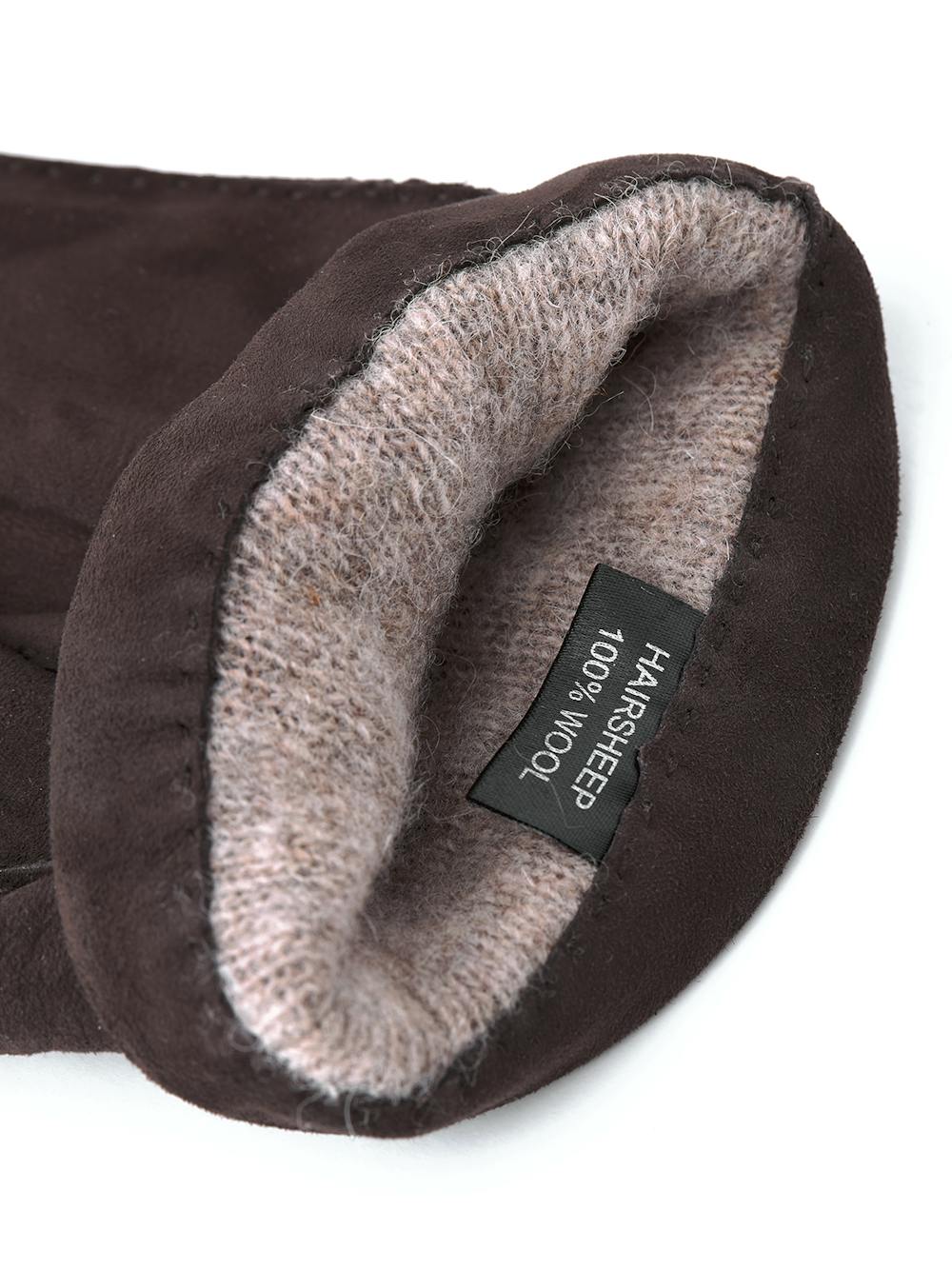 Dunkelbrauner handgenähter Handschuh aus Wildleder
(3 oder 3)