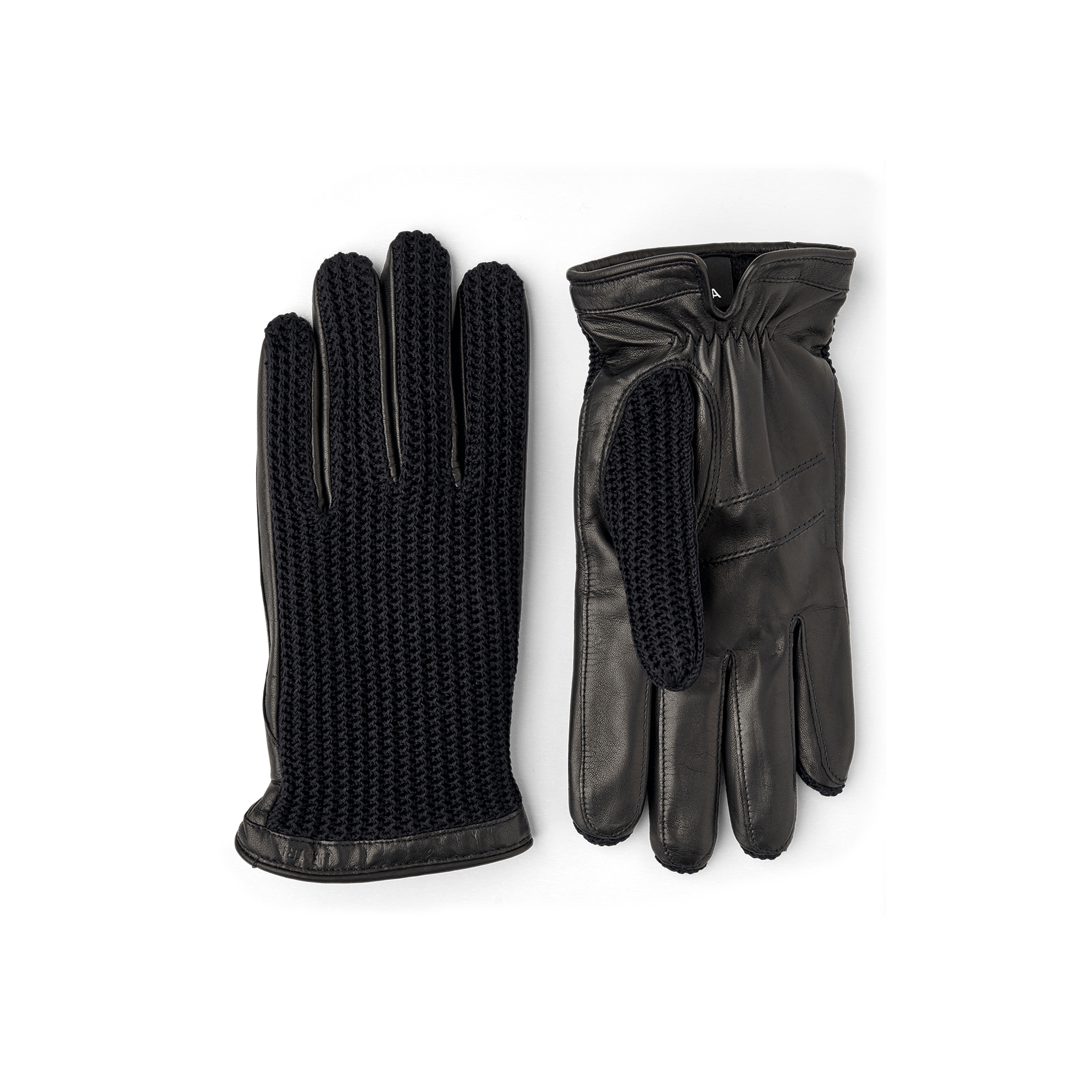 Black machine-sewn leather glove with crocheted cotton back
(1 of 5)