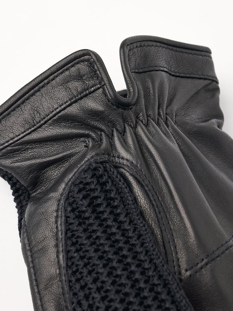 Black machine-sewn leather glove with crocheted cotton back
 (5 of 5)